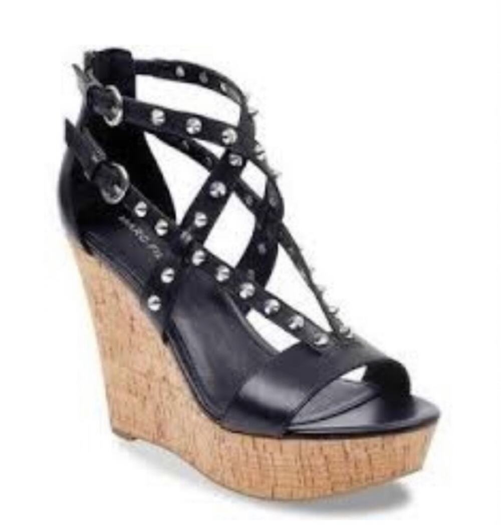 Marc Fisher Lorda Spike Leather Wedge Sandal